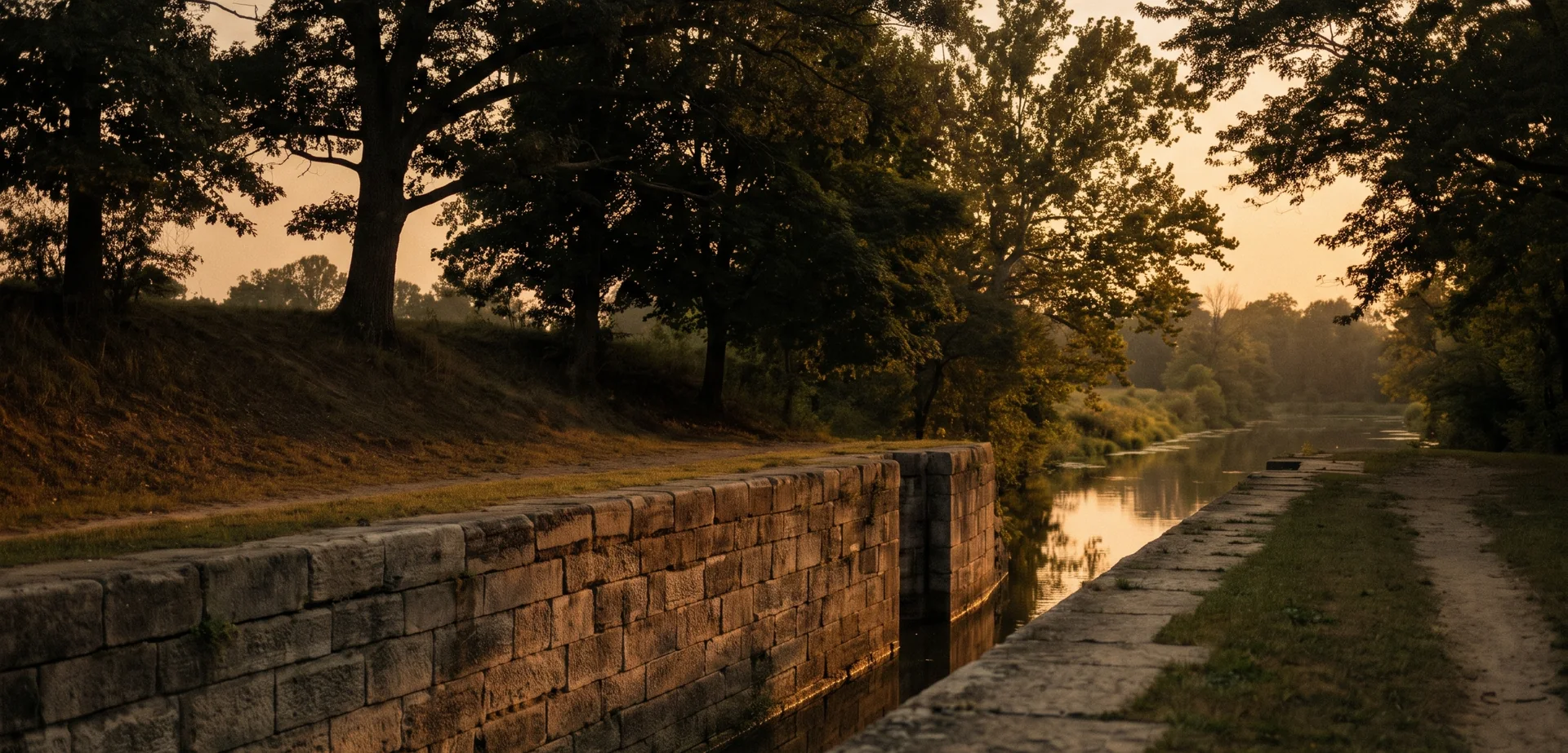 The canal lock and towpath at Lockport, Illinois, where the firm is based